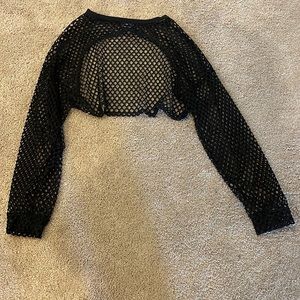 New fashion nova mesh long sleeve cutout shirt one size